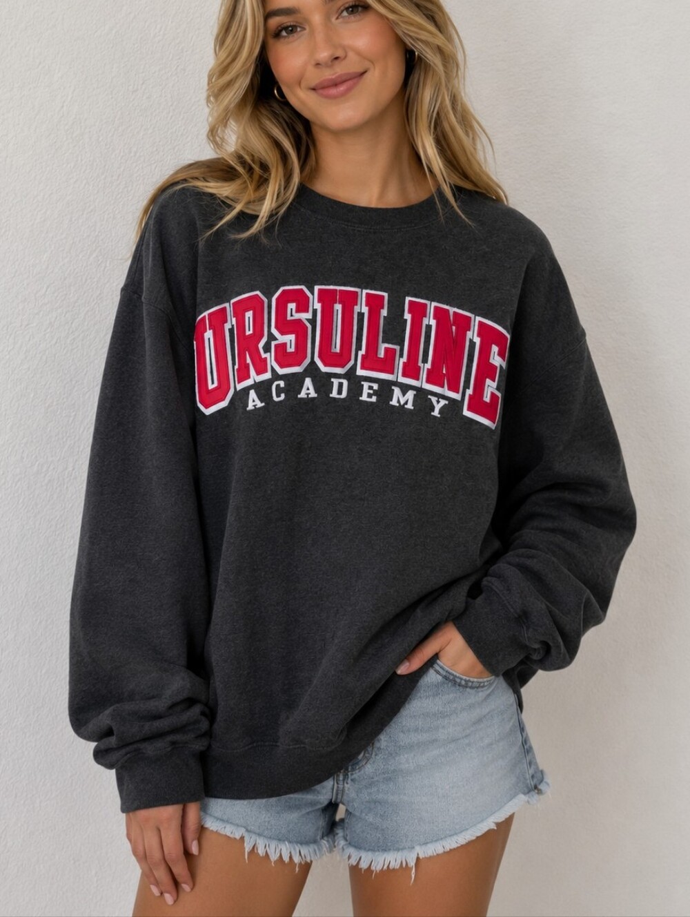 Ursuline Academy Champion Charcoal Crewneck Sweatshirt